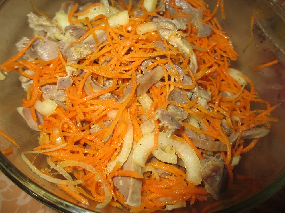 Салат с куриными желудками рецепт с фото пошагово