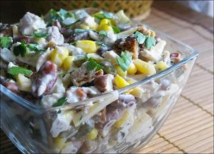 Рецепты салата с консервированной фасолью и курицей